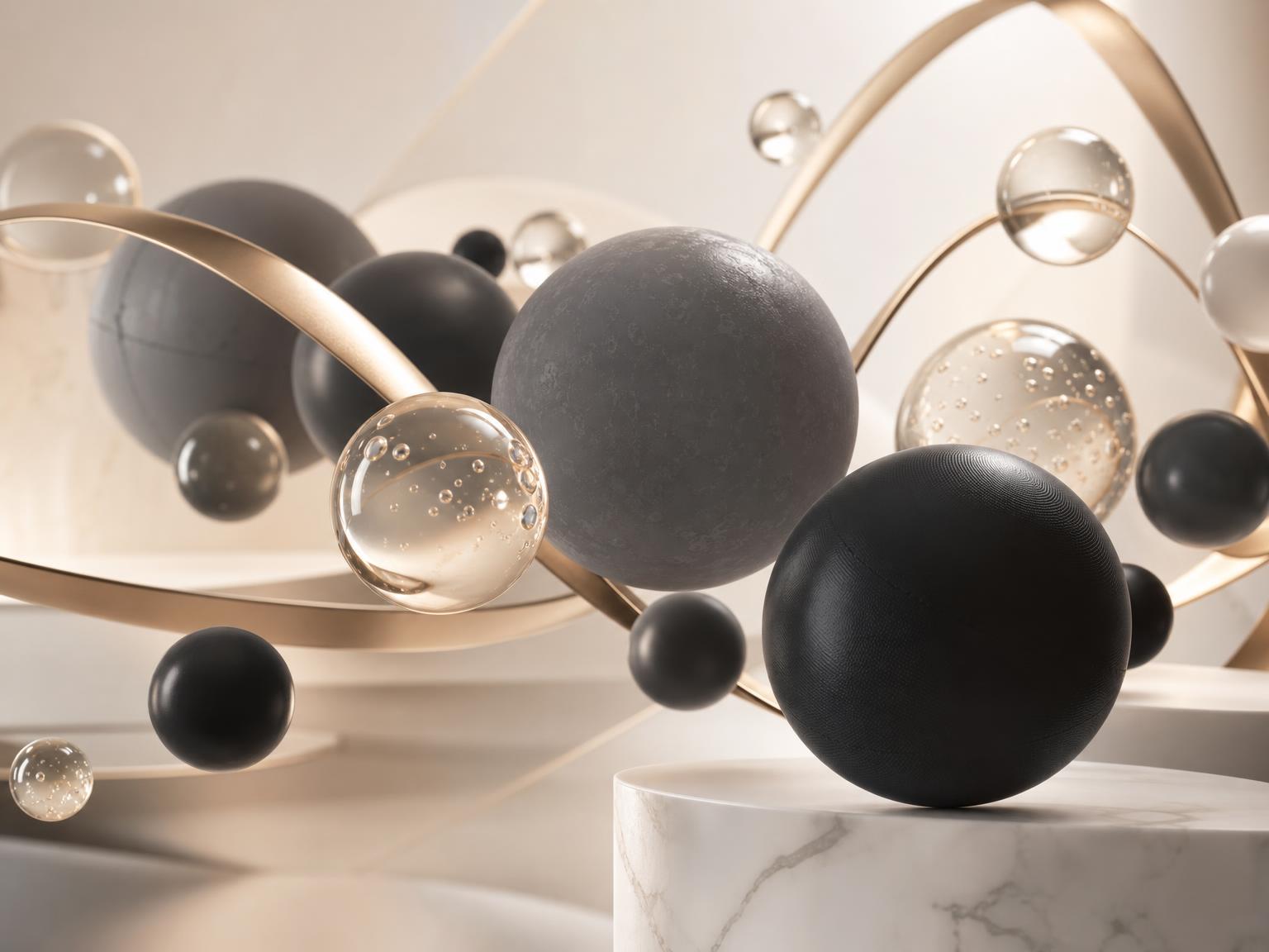 Abstract three-dimensional render representing curated talent matching